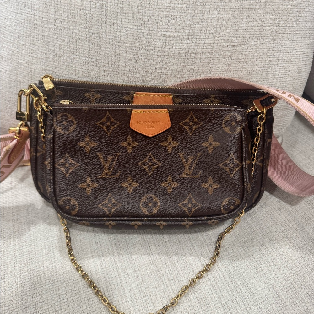 Louis Vuitton Monogram Brown Crossbody with Gold Chain